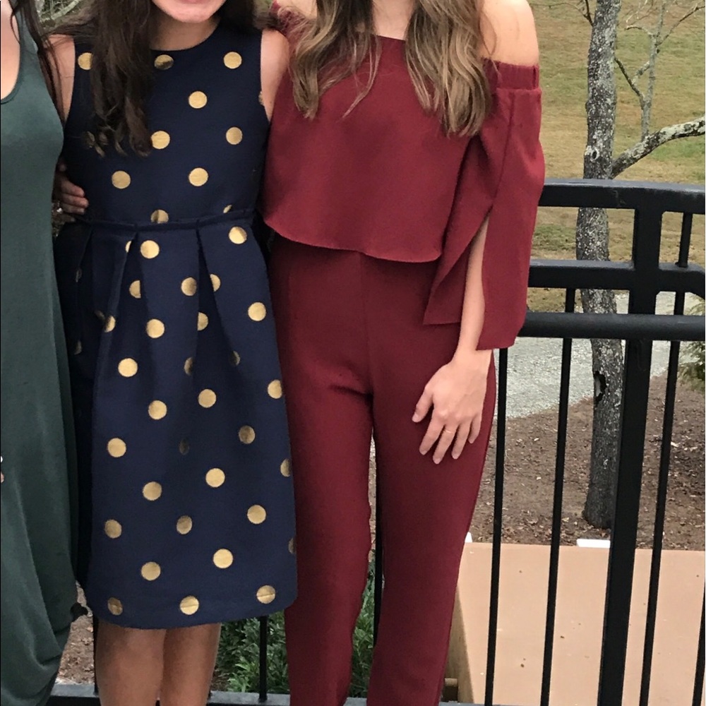 Red Off Shoulder Jumpsuit